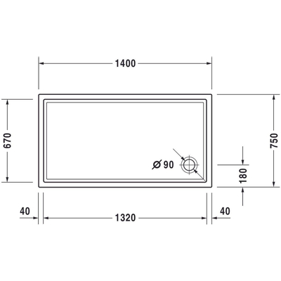 Duravit Starck Slimline douchebak acryl rechthoekig 140x75x5.5cm wit