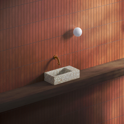 Clou Flush 3 fontein - 36x18cm - rechts - gerecycled PE - licht terra - licht beschadigd - OUTLET UDEN