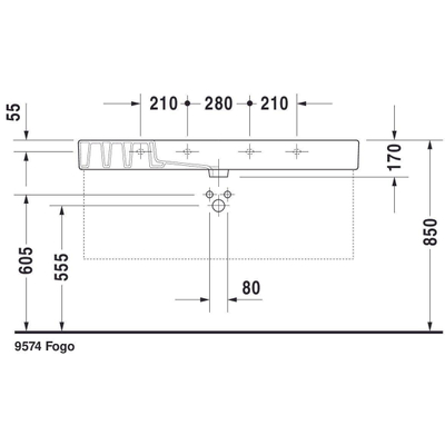 Duravit Vero meubelwastafel 125x49 cm. gliss wit