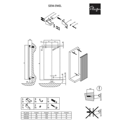 Plieger Siena designradiator verticaal enkel 1800x318mm 766W mat zwart