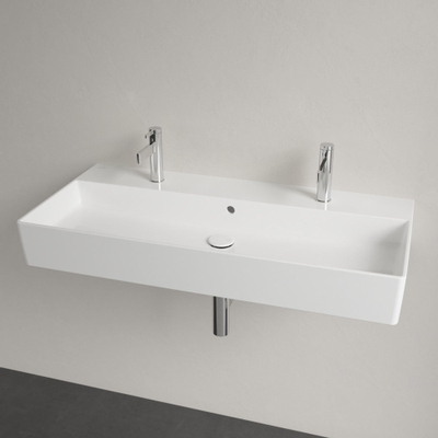 Villeroy & Boch Memento 2.0 wastafel onderzijde geslepen 100x47cm met overloop 2 kraangaten wit 4A221L01