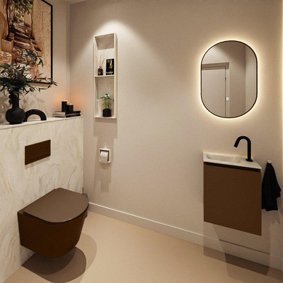 MONDIAZ TURE-DLUX 40cm toiletmeubel Rust. EDEN wastafel Ostra positie links. Met 1 kraangat.