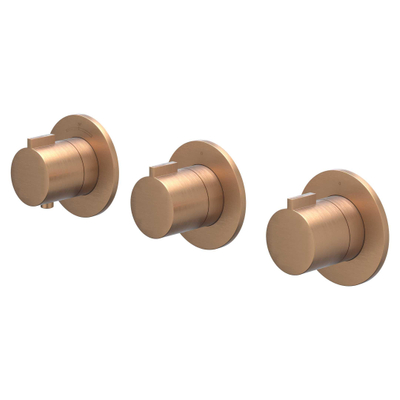 IVY Pact Regendoucheset - inbouw - symmetry - 2 stopkranen - 15cm plafondbuis - 30cm slim hoofddouche - glijstang met uitlaat - 150cm doucheslang - 3-standen handdouche - Geborsteld mat koper PVD