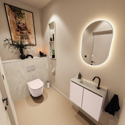 MONDIAZ TURE-DLUX 60cm toiletmeubel Rosee. EDEN wastafel Ostra positie midden. Met 1 kraangat.