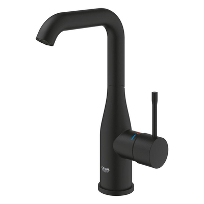 Grohe Essence New 1-gats wastafelkraan l-size m. gladde body voorsprong 12.7cm phantom black