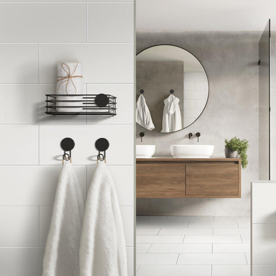 Smedbo Beslagsboden Douchedraadkorf - 25x7x12cm - zelfklevend - RVS Mat Zwart