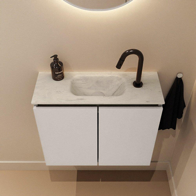 MONDIAZ TURE-DLUX 60cm toiletmeubel Linen. EDEN wastafel Opalo positie midden. Met 1 kraangat.