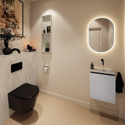 MONDIAZ TURE-DLUX 40cm toiletmeubel Plata. EDEN wastafel Opalo positie rechts. Zonder kraangat.