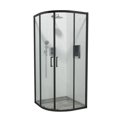 FugaFlow Boutry Quick Fit Douchecabine - kwartrond - 90x90x195cm - helder glas - anti kalk - mat zwart