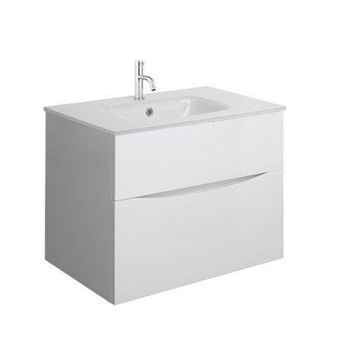 Crosswater Glide II Badkamermeubelset - 70x45x52cm - 2 lades - greeploos - softclose - glans wit - kraangat - wit