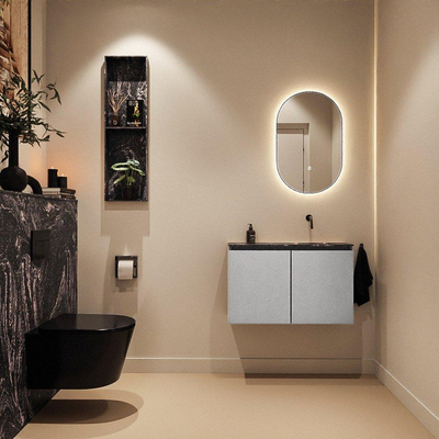 MONDIAZ TURE-DLUX 80cm toiletmeubel Plata. EDEN wastafel Lava positie rechts. Zonder kraangat.