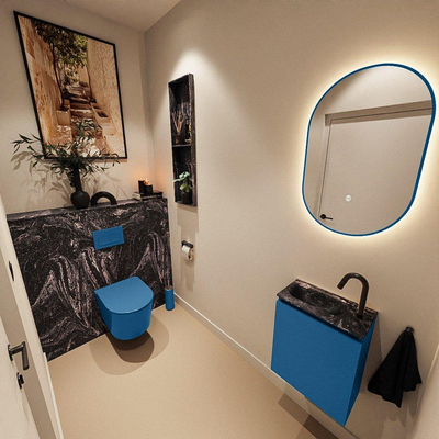 MONDIAZ TURE-DLUX 40cm toiletmeubel Jeans. EDEN wastafel Lava positie links. Met 1 kraangat.