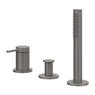 IVY Bond Badrandcombinatie - 3-weg - mengkraan - uittrekbare handdouche - zonder uitloop - Geborsteld metal black PVD