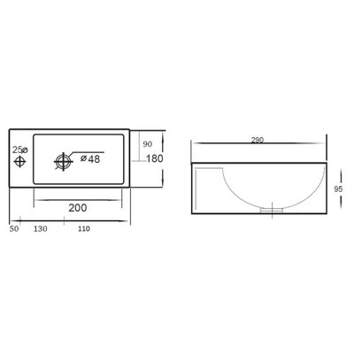 Best Design Wonder fontein 29x18x9.5cm 1 kraangat links keramiek wit