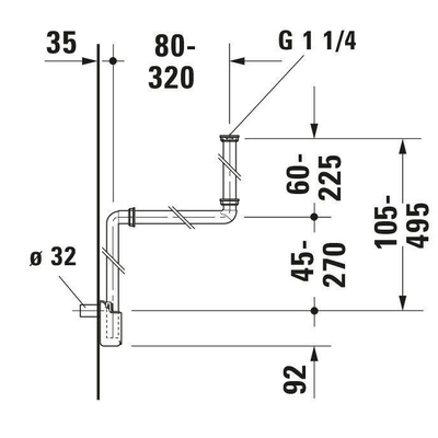 Duravit Universeel ruimtebesparende sifon wit