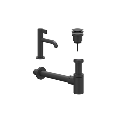 IVY Fonteinset - opbouw - laag - always open plug - Mat zwart PED