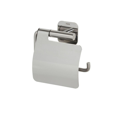 Tiger Colar Toiletrolhouder met klep RVS gepolijst 14.6x13.3x3.5cm