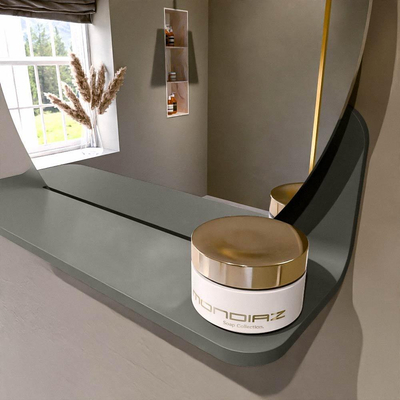 Mondiaz SPOT Badkamerspiegel - rond 40cm - spiegelplanchet - kleur Smoke