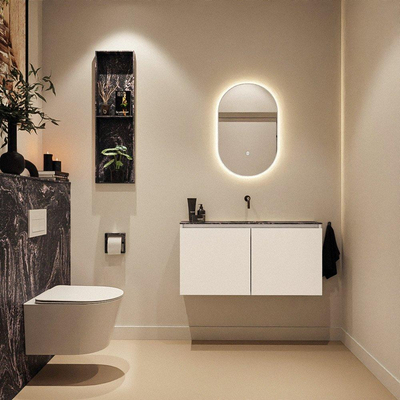MONDIAZ TURE-DLUX 100cm toiletmeubel Talc. EDEN wastafel Lava positie midden. Zonder kraangat.