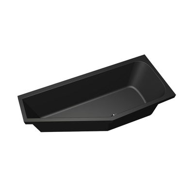 Xenz Lagoon compact ligbad - 170x75cm - met overloop - zonder afvoer - Hoekopstelling rechts - Acryl Ebony mat