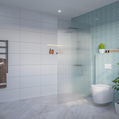 Fortifura Galeria Inloopdouche - ribbel glas - 100x200cm - 8mm - nano - blind inbouw profiel