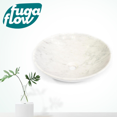 FugaFlow Efficiente Arredo Waskom - 42x42x12cm - rond - natuursteen marmer - Gepolijst wit