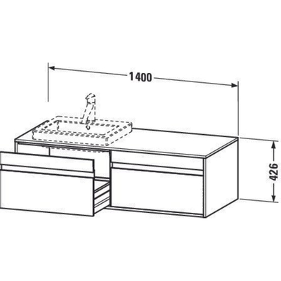 Duravit Ketho Wastafelonderkast 140x55.5x42.6cm 2 lades Standaard greep met softclose spaanplaat wit Mat