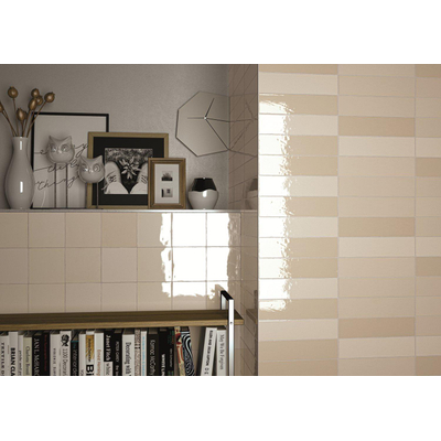 By Goof Moos wandtegel - 6.5x26cm - Ivory glans (crème)