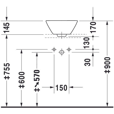 Duravit Starck 1 waskom ø33cm met wondergliss (vuilafstotende behandeling) wit