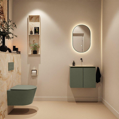 MONDIAZ TURE-DLUX 60cm toiletmeubel Army. EDEN wastafel Frappe positie midden. Zonder kraangat.