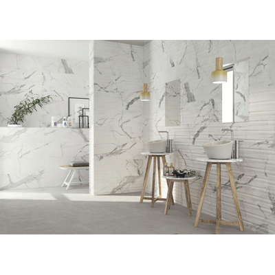 Cifre Ceramica Statuario wand- en vloertegel - 60x60cm - 9mm - Vierkant - gerectificeerd - Marmerlook - Wit/zwart mat