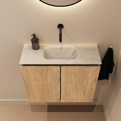 MONDIAZ TURE-DLUX 60cm toiletmeubel Washed Oak. EDEN wastafel Ostra positie midden. Zonder kraangat.