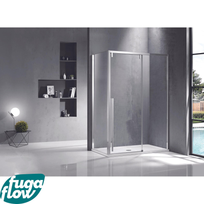 FugaFlow Efficiente Vetro Schuifdeur - 120x200cm - softclose - links/rechts - gepolijst zilver