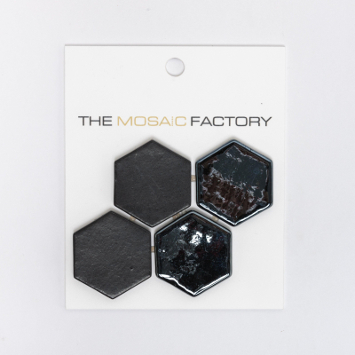 SAMPLE The Mosaic Factory Valencia mozaïektegel 4.3x4.9x0.5cm hexagon voor wand en vloer en voor binnen en buiten vorstbestendig mat en glossy Black