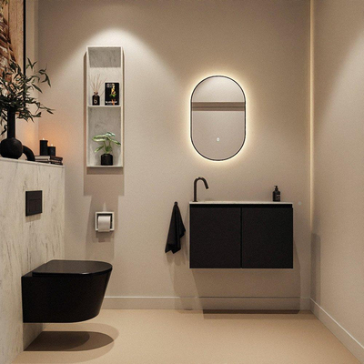 MONDIAZ TURE-DLUX 80cm toiletmeubel Urban. EDEN wastafel Opalo positie links. Met 1 kraangat.