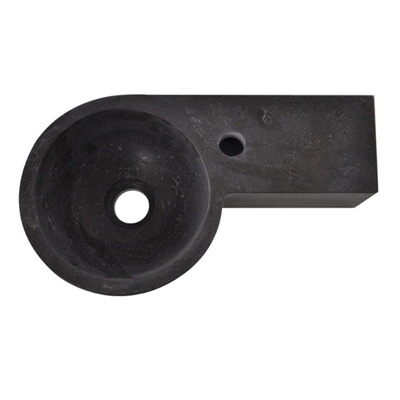 Wiesbaden B waskom rond 40x23x10cm met kraangat rechts hardsteen zwart TWEEDEKANS