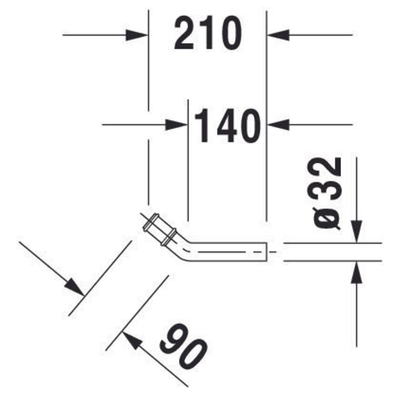 Duravit Divers architec muurbuis 5/4" m. bocht 32mm chroom