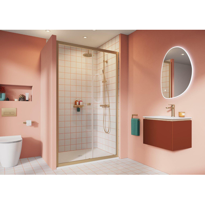 Crosswater Clear 6 Schuifdeur - 140cm - messing geborsteld