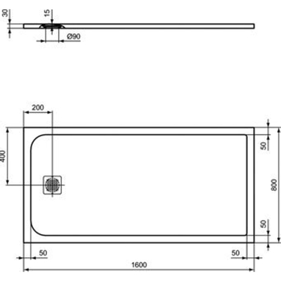 Ideal Standard Ultraflat Solid douchebak rechthoekig 160x80x3cm betongrijs