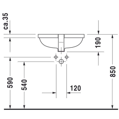 Duravit Philippe Starck 3 onderbouwwastafel 49x36cm met Wondergliss wit