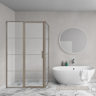 Aqua Vista Triple Front draaideur 100x200 cm, Gun Metal Light