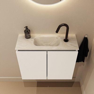 MONDIAZ TURE-DLUX 60cm toiletmeubel Talc. EDEN wastafel Ostra positie midden. Met 1 kraangat.