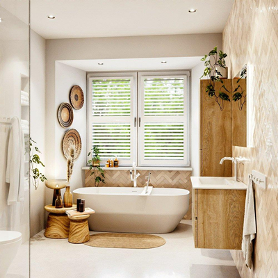 MONDIAZ VICA 80cm badmeubel onderkast Washed Oak 2 lades. Wastafel DENIA midden 1 kraangat, kleur Glanzend Wit.