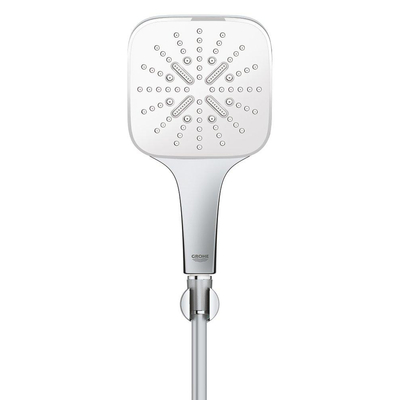 GROHE Rainshower SmartActive 130 Cube Handdoucheset - 3 straalsoorten - vierkant - met houder - gladde slang - 150cm - chroom/moon white