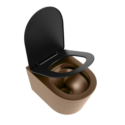 MONDIAZ LAVIE wandclosetpack - 36x53cm - diepspoel - rimless - Rust (bruin) - softclose - quick-release - toiletzitting - Urban (zwart)