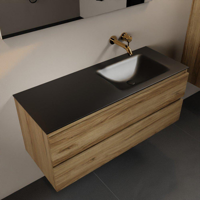 Mondiaz Aivy badmeubelset - 120x45x50cm - 0 kraangaten - 1 wasbak urban Solid surface - Rechts - 2 lades - Met spiegel - Melamine Chai