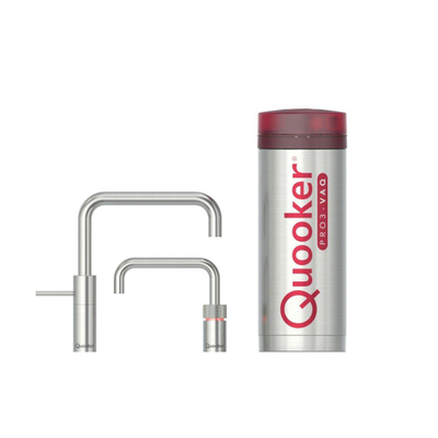 Quooker Nordic Square Twintaps kokendwaterkraan - draaibare uitloop - PRO3 reservoir - Warm / kokend water - RVS