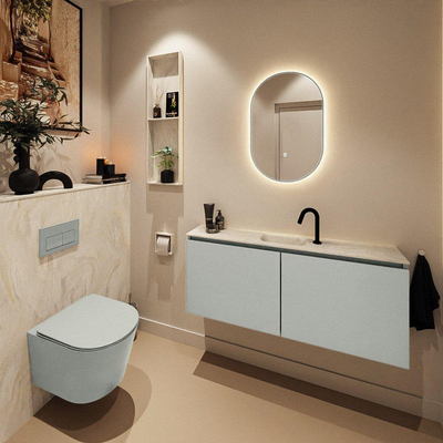 MONDIAZ TURE-DLUX 120cm toiletmeubel Greey. EDEN wastafel Ostra positie midden. Met 1 kraangat.