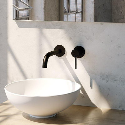 Brauer Black Edition Wastafelmengkraan inbouw - gebogen uitloop links - hendel kort smal - model B 1 - mat zwart OUTLETSTORE