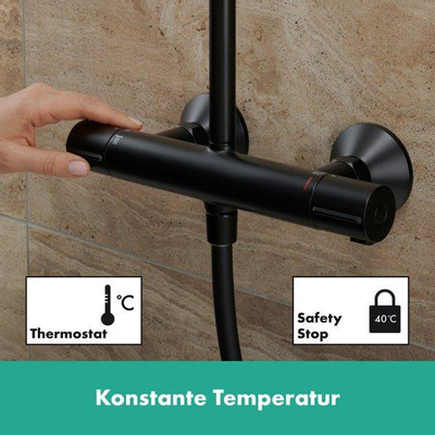 Hansgrohe Vernis 240 1jet Showerpipe met thermostaat Eco mat zwart